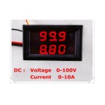 Digital Voltmeter - Ammeter, 100 V 10 A, red - red display, shunt included